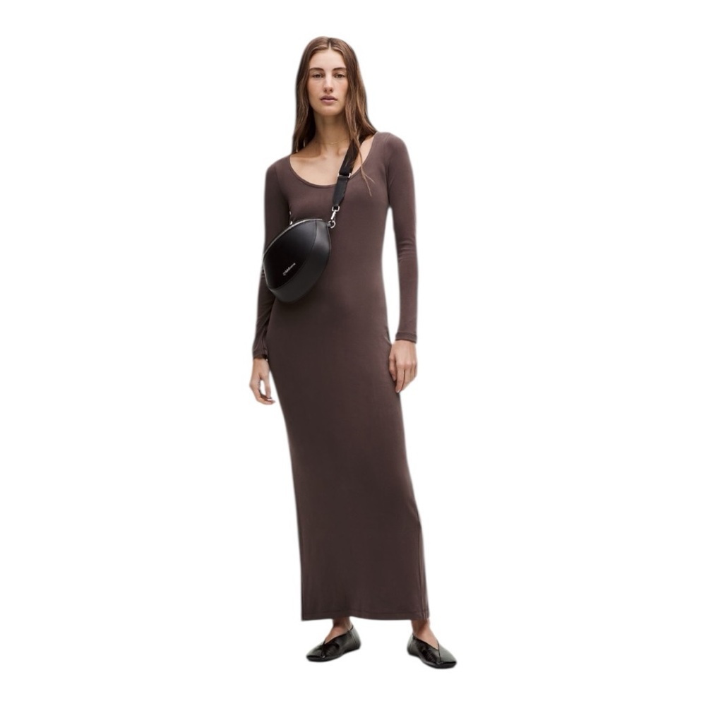 Lululemon Drapey Softstreme Long-Sleeve Maxi Dress Espresso Size M NWT